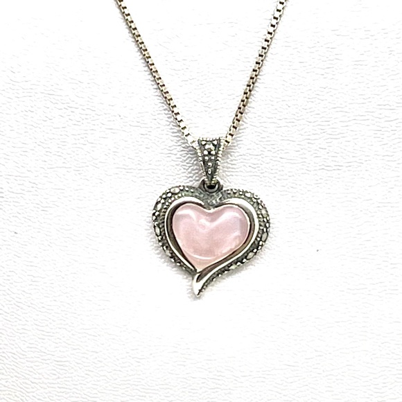 Sterling Marcasite Punk Heart Necklace